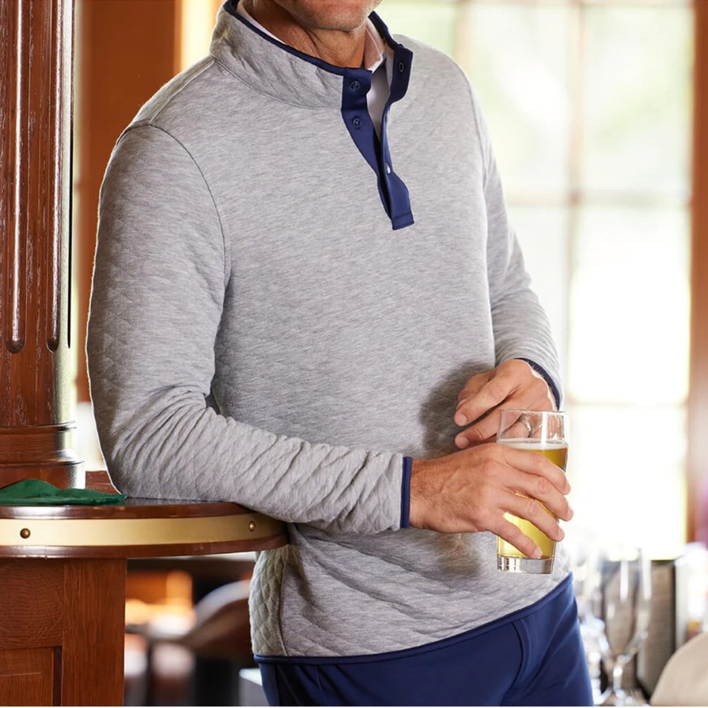 Holderness & Bourne Sullivan Pullover in Heathered Gray and Navy SZ S NWOT